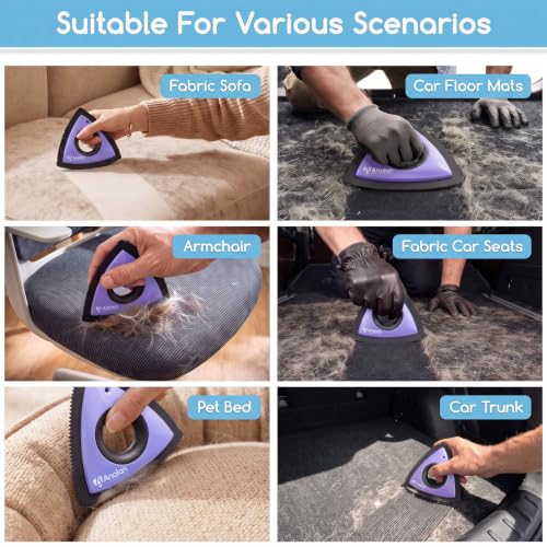 Mini Pet Hair Remover for Car Detailing Dog Hair Tool Brush (Purple)