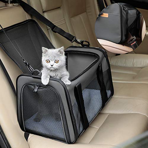 Cat Carrier Portable Foldable Dog Pet Carrier (19.7"L x 12.0"W x 12.0"H / Brown)