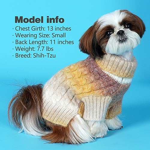 Color Block Dog Sweater for Small Dogs Turtleneck Thermal Knit (X-Small (4-6lbs) / 06# Brown)