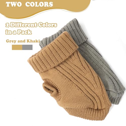 2 Pack Dog Sweater for Small Dogs (Small / Brown+Grey)