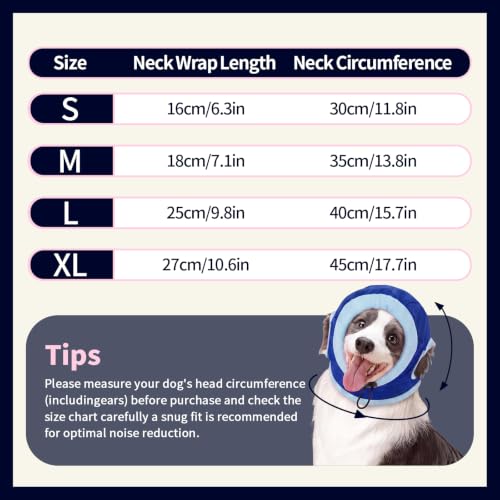 Dog Ear Muffs for Noise Protection No Shake Ear Wrap for Dogs (Blue / Medium)