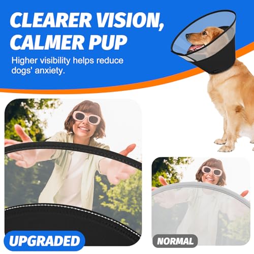 Dog Cone Collar with Soft Padding to Stop Licking (Black / XL(Depth: 11.0, Girth: 16-19.5))