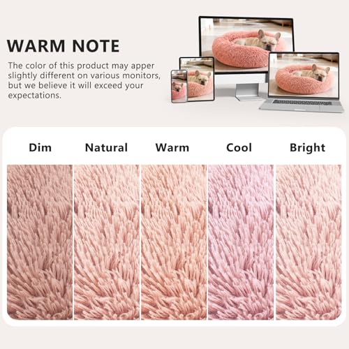Orthopedic Dog Bed Comfortable Donut Cuddler Round Pet Beds Ultra Soft Washable Dog and Cat Cushion (S(23’’x 23’’) / Pink)