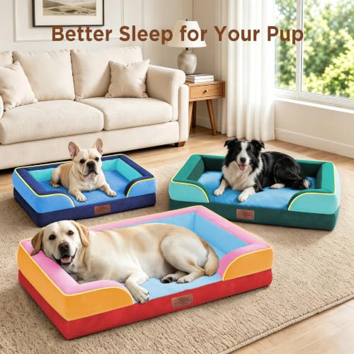 Orthopedic Dog Beds for Large Sized Dog with Bolster (36.0"L x 27.0"W x 8.0"Th / Miami)
