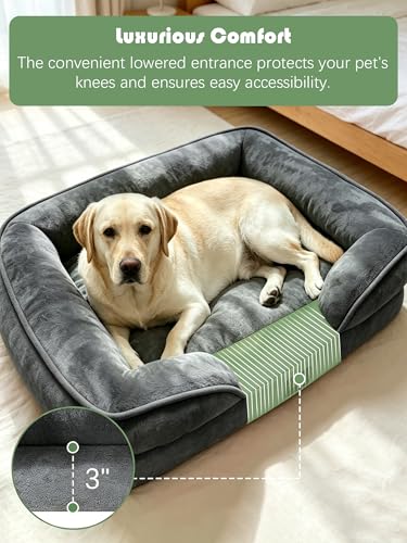 Orthopedic Dog Bed with Sides (42.0"L x 32.0"W x 6.5"Th / Dark Grey)