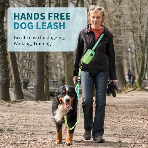Waist Running Bungee Hands Free Dog Leash with Zipper Pouch for Walking Jogging Hiking