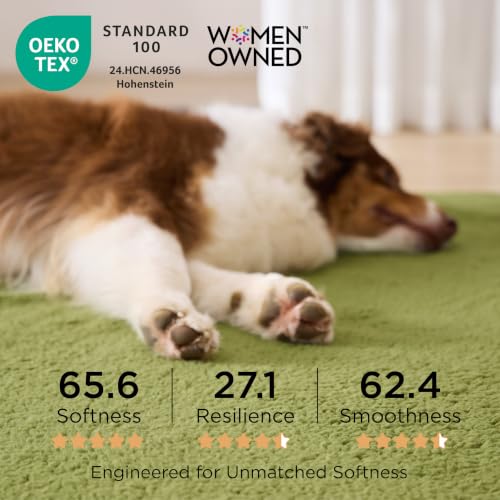 XL Dog Bed Extra Large Pet Bed with Comfy Sherpa (44"L x 32"W x 3"Th / Dark Green)