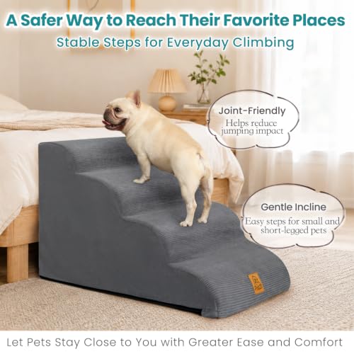 Dog Steps for Bed (Gray / 4-Step (H17.7))