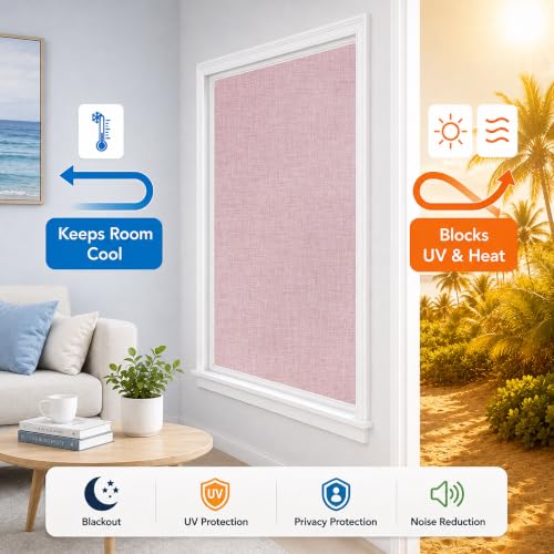 Self Adhesive Blackout Curtains (Light Pink / 46"W x 60"H)
