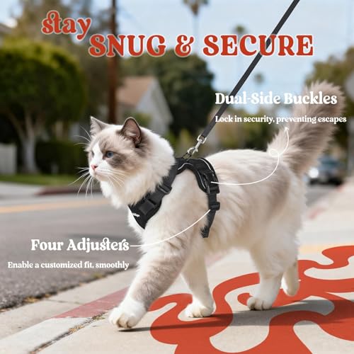 Cat Harness and Leash Set (S / Black)