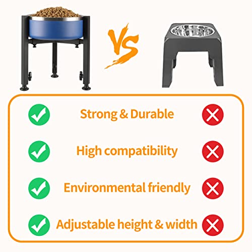 Single Dog Bowl Stand (Adjustable Wide 7"-11" Height: 8.5"-14.5")