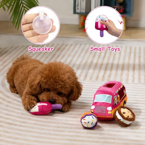 Squeaky Hide and Seek Dog Toys for Small and Medium (Ice Cream Truck)
