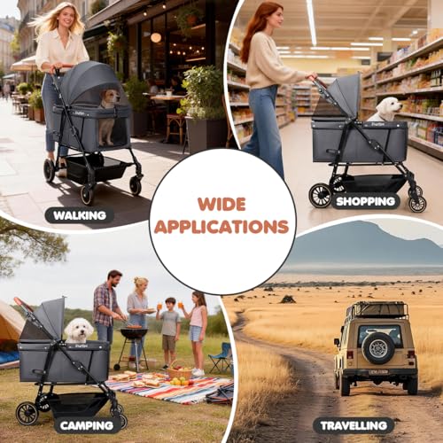 Dog Stroller for Large & Medium Dogs (Gray)