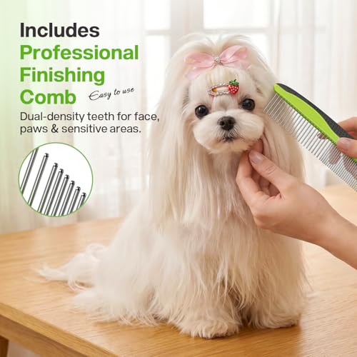 Self Cleaning Undercoat Rake for Dogs Cats with Long (Green)