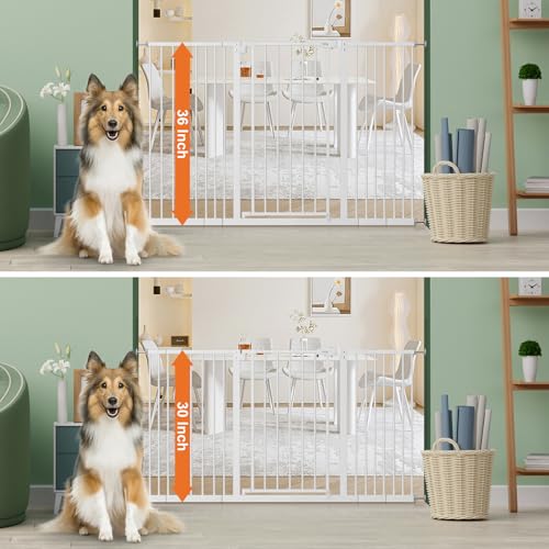 36" Extra Tall Baby Gate for Stairs (White / 29-55"Wide, 36"Tall)