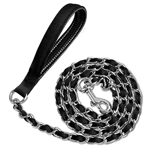 Metal Chain Dog Leash Chew Proof for Dogs (Black / 4FT 3.0mm (Medium dogs))