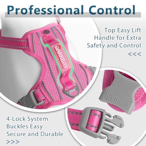 Dog Harness No Pull with ID Tag Pocket (Medium(Chest:22.5-28") / Pink)