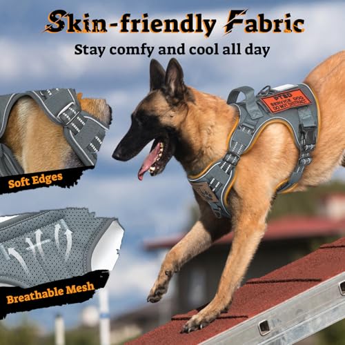 Tactical Dog Harness for Small Dogs (S(Chest:16.1"-31.5",Neck:15.4"-21.6",Back:7.1") / Grey)