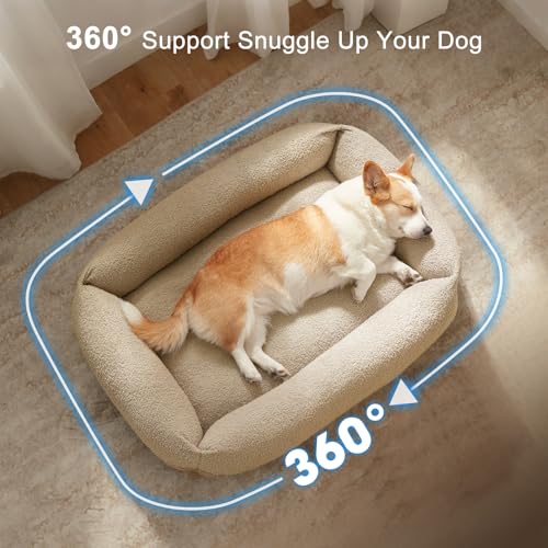 Dog Bed Large Sized Dogs (Beige / L(36''x27''x8''))