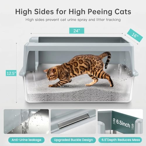 XL Stainless Steel Litter Box (22- Gray (Pack of 1))