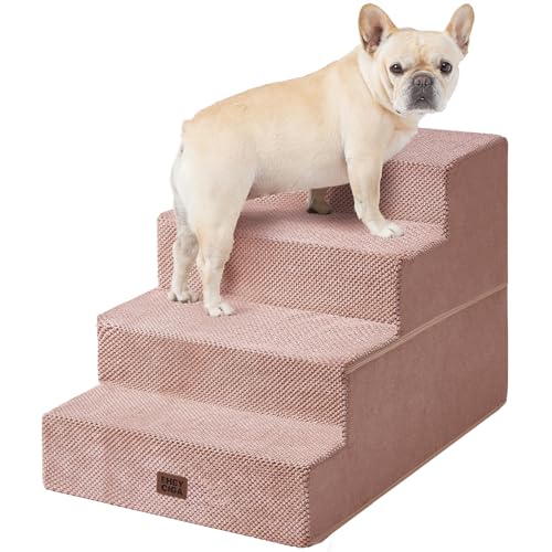 Dog Stairs for Bed 20" H (Pink / Extra Wide 16.5" x 28" x 20")