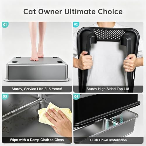XL Stainless Steel Litter Box (23 - Black (Pack of 1))