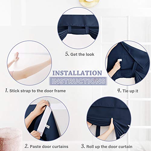 Navy Blue Blackout Door Curtain (Navy / 26"W x 40"L (Pack of 1))