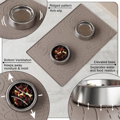 Galaxy Pet Feeding Mat (18.9"L x 11.8"W / Beige)