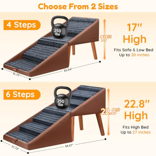 17" H Dog Stairs for Small Dogs (Brown / 17" H)
