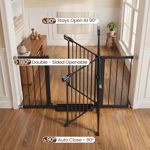 36" Extra Tall Baby Gate for Stairs (Black / 29.7-54.2"W x 36"H)