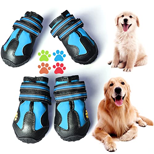 Dog Boots & Paw Protectors Non (Size 6: （2.9''x2.5'')(L*W) for 52-70 lbs / Blue)