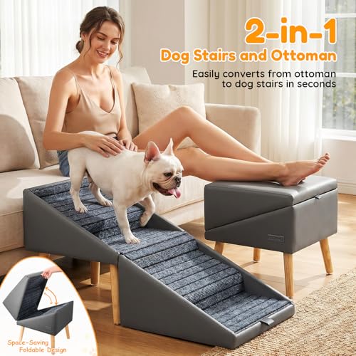 17" H Dog Stairs for Small Dogs (Grey / 17" H)