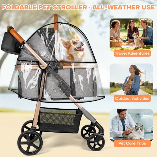 Dog Cat Stroller for Small (Grey)