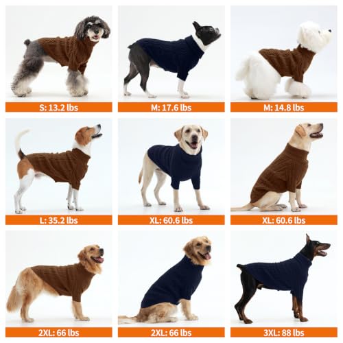 Dog Sweater for Large Dogs Turtleneck Knitwear Fall Sweatshirt XXL (2XL / Navy Blue)
