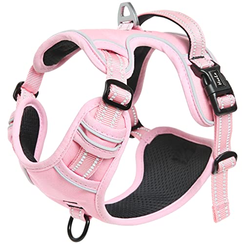 Dog Harness No Pull Adjustable Padded Reflective Harness for Small Medium Large Dogs with Handle for Walking Training (XL / Pink)