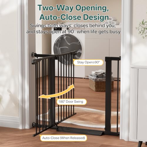 27 36.6 in Wide Baby Gate for Stairs and Doorways (Black / 27-36.6"W x 28"H)