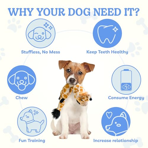 Dog Squeaky Toys No Stuffing 5 Pack (Medium / Fur Plush-5 Pack)