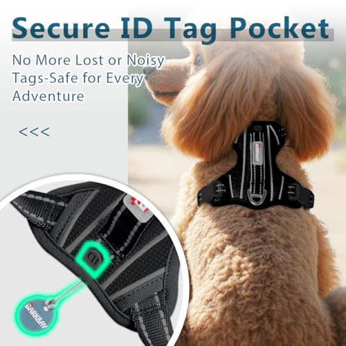 Dog Harness No Pull with ID Tag Pocket (Small(Chest:19.5-26”) / Black)