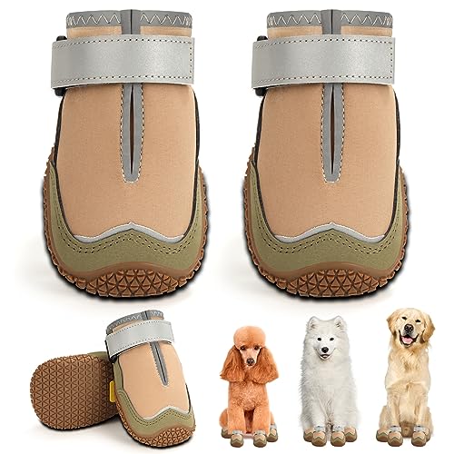 Dog Boots for Large Dogs (Brown Pro / Width 1.96 in)