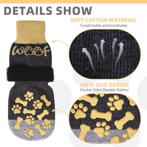 Dog Socks Shoes for Hot Pavement to Prevent Licking Paws (khaki / X-Large (4 Pack))