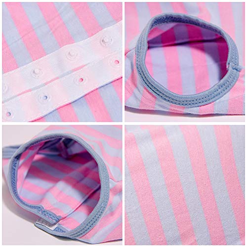 Dog’s Recovery Suit Post Surgery Shirt for Puppy (XX-Small / pink blue stripe)
