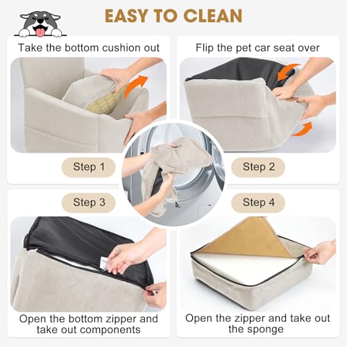 Dog Car Seats for Small Medium Dogs Under 35lbs (Beige / Small/Medium)