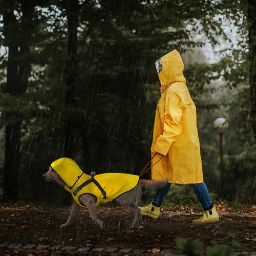 Dog Raincoat Waterproof Doggie Hoodie Reflective Dog Raincoat Hooded Adjustable Rain Jacket for Small Medium Large Dogs Puppies Doggie (M / Yellow)