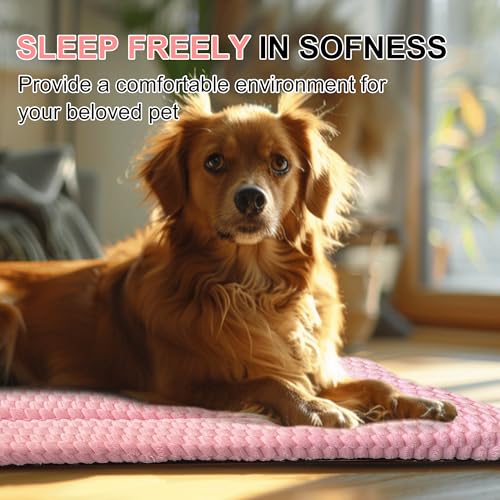 Dog Bed Mat Soft & Comfortable Dog Kennel Pad for Crate (L(35"*23"*1.5") / Pink-1pc)