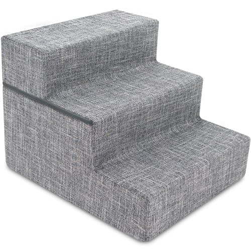 Dog Stairs & Steps (Ash Gray Linen / H: 16.5 Inches (Foldable))