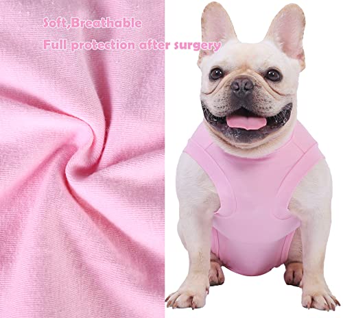 Dog Surgery Recovery Suit (L(Back15- 17" Chest 21- 23" Weight 25- 36 lb) / Pink Suit)