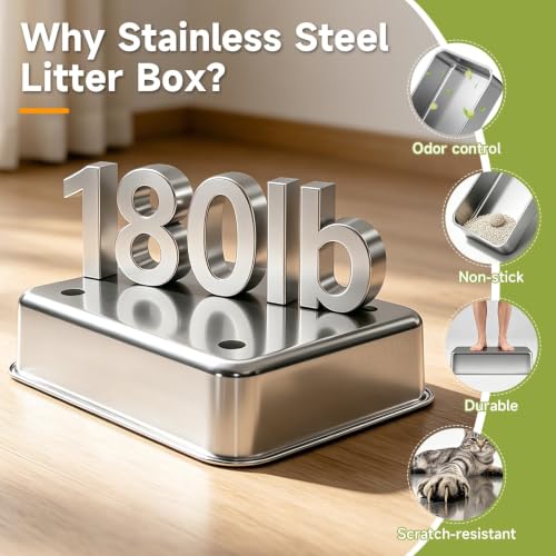 Stainless Steel Cat Litter Box (Grey L)