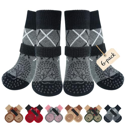 6PCS Dog Socks to Prevent Licking Paws for Hot (Grey / L(Pack of 6))