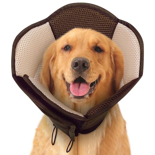 Dog Cones for Large Dogs Soft Dog Cone to Stop Licking (Brown / X-Large)