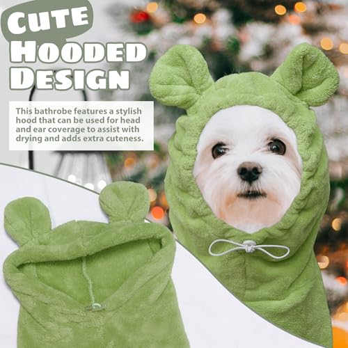 Dog Bathrobe Super Absorbent Towel Robe (Olive Green / Large)